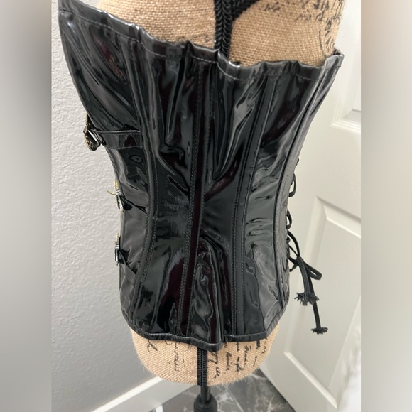 Corset Story - PVC Gothic Steampunk Bustier Burlesque Waist Training Size 28 - Picture 5 of 10